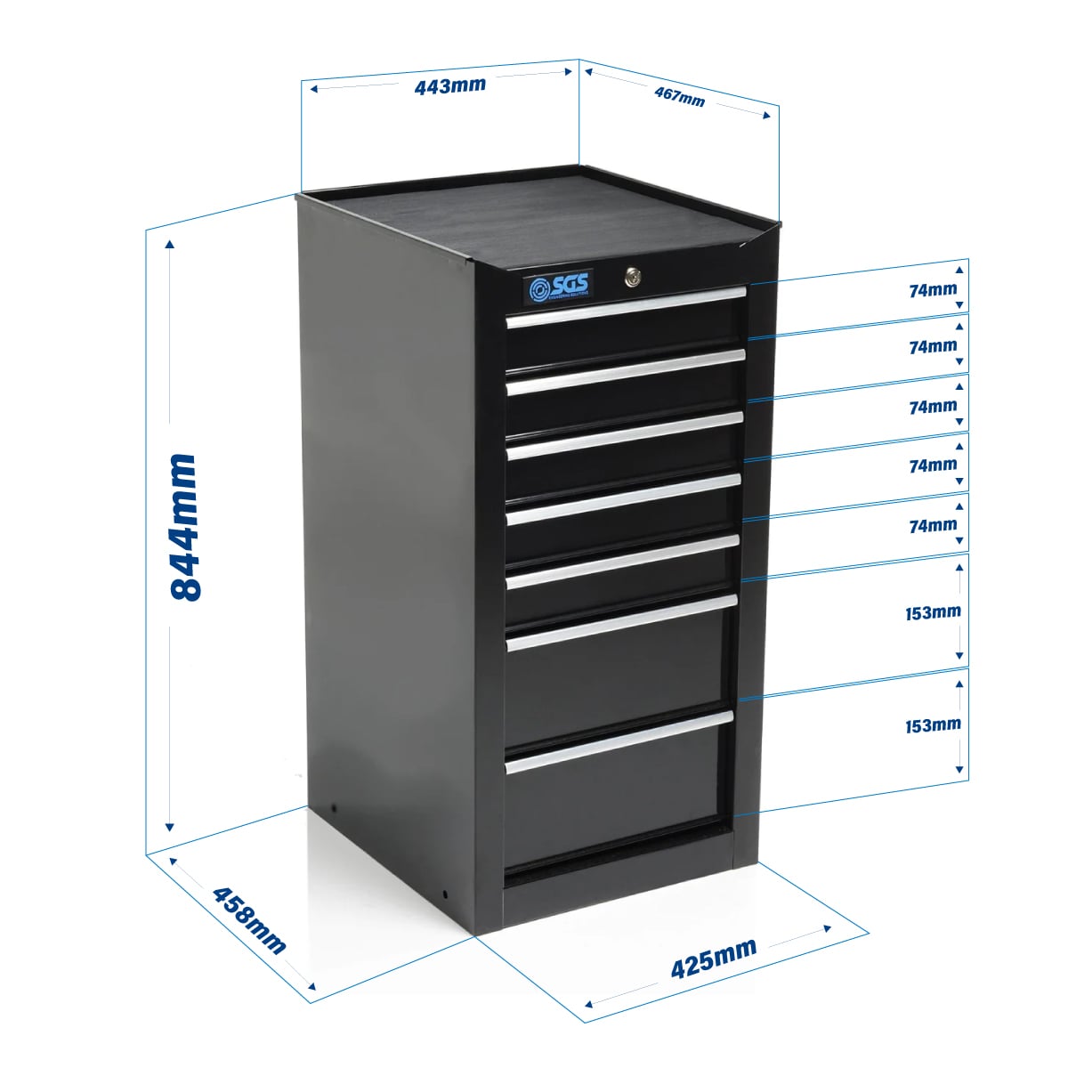 SGS 75in 25 Drawer Tool Cabinet & Side Locker